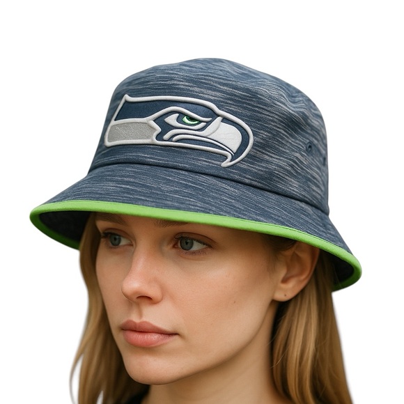 New Era Accessories - NEW ERA NFL Seattle Seahawks Bucket Hat - Official Team Gear - Navy/Lime Green